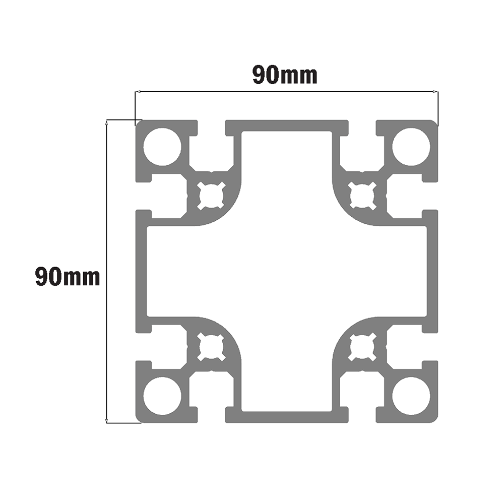 10-9090H-0-24IN MODULAR SOLUTIONS EXTRUDED PROFILE<br>90MM X 90MM HEAVY, CUT TO THE LENGTH OF 24 INCH